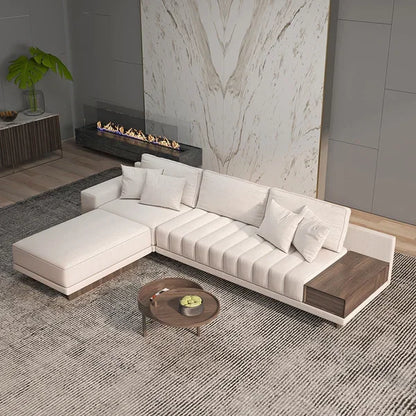 Regal Comfort | Royal Beige Sectional Sofa with Storage & Solid Wood Frame