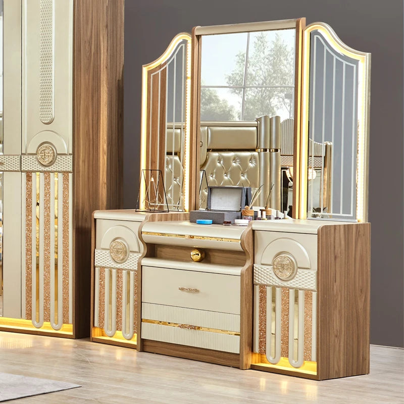 LunaFrame | Modern LED King Bedroom Set with Storage Drawers and Wood Frame