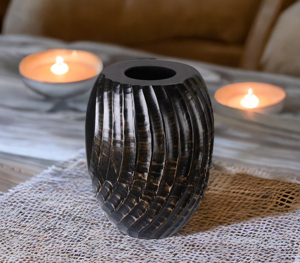 Rustic Luxe | Hand-Carved Mango Wood Flower Vase