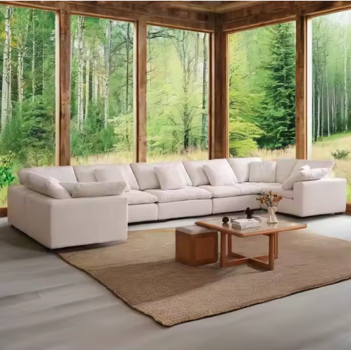 Opulent Cloud | Modern White U-Shape Leather Sectional Sofa – Luxury Modular Comfort