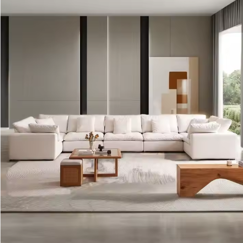 Opulent Cloud | Modern White U-Shape Leather Sectional Sofa – Luxury Modular Comfort