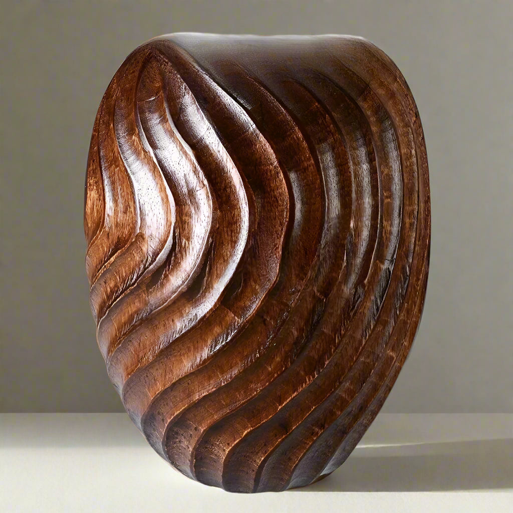 Rustic Luxe | Hand-Carved Mango Wood Flower Vase