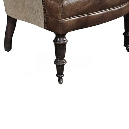 Vintage Luxe Leather Armchair – Antique Industrial Single Seater with Wheels for Home & Cafe"