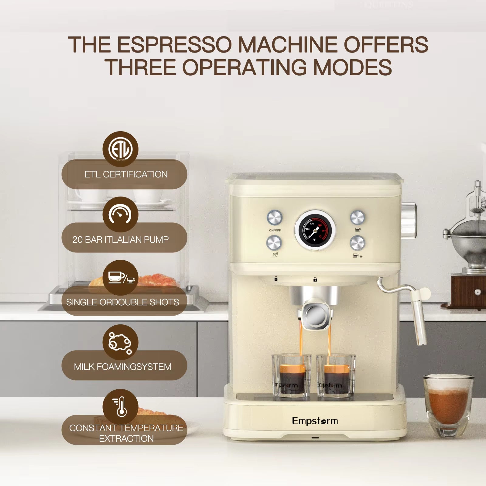 2024 New Product Professional Milk Frother Cappuccino Appliance Two in One Espresso Coffee Machine for Commercial Use
