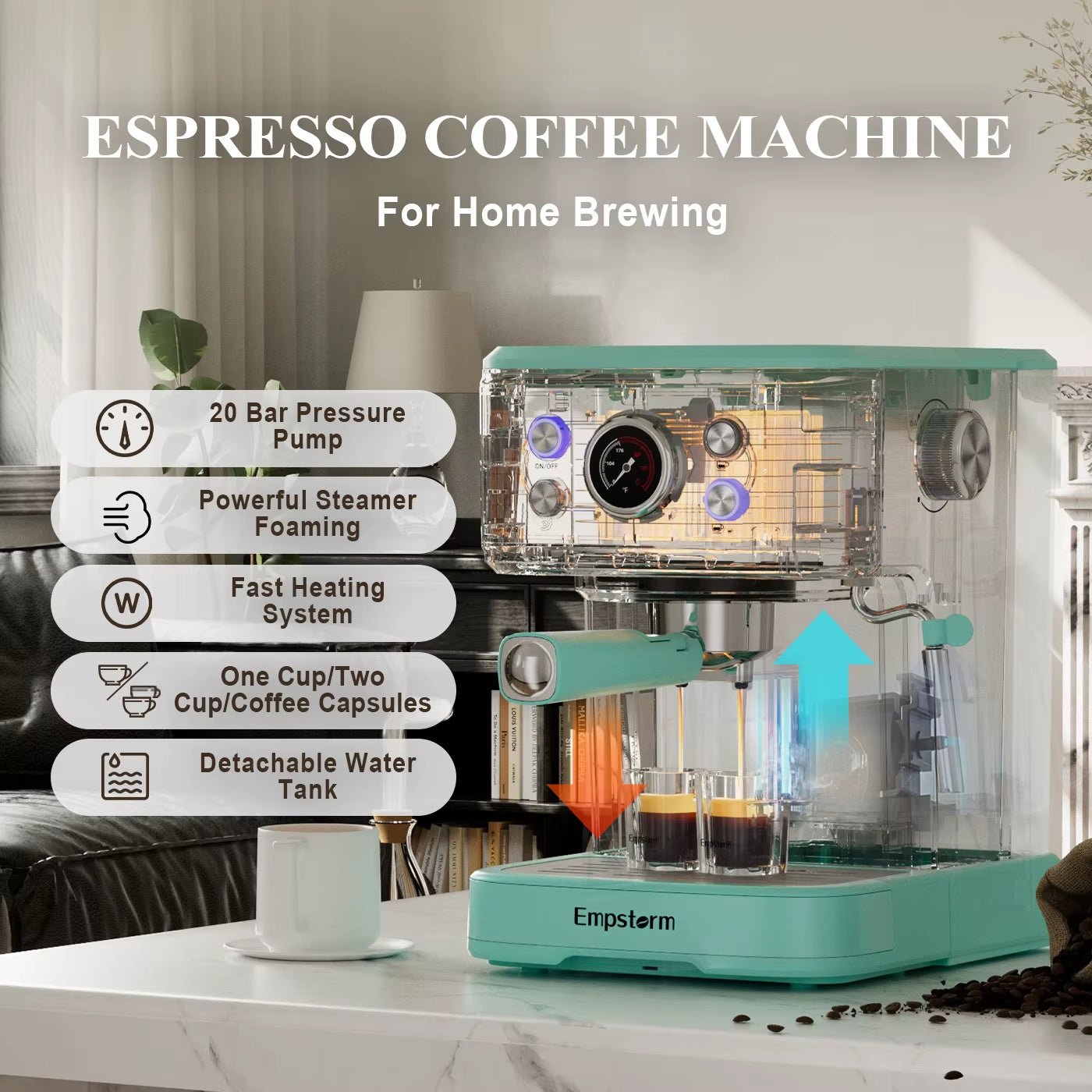 04E Electric Household Espresso Capsule Coffee Maker New Multifunction Semi-Automatic Cappuccino Programmable Hotels