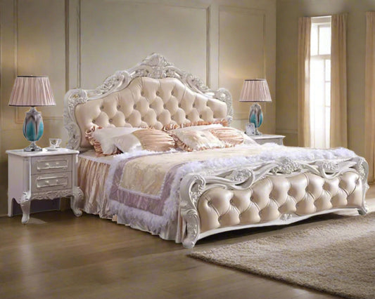 Antique European Style Luxury Bed European Traditional Style Bed Leather Carved Wood Sexy Bed Furniture