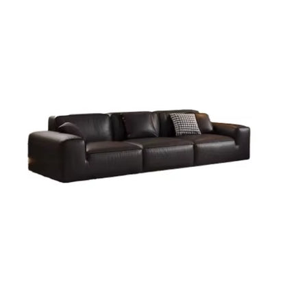 Contemporary Black Leather Sectional Sofa - Premium 3-Seater Soft Couch for Modern Luxury Living Rooms