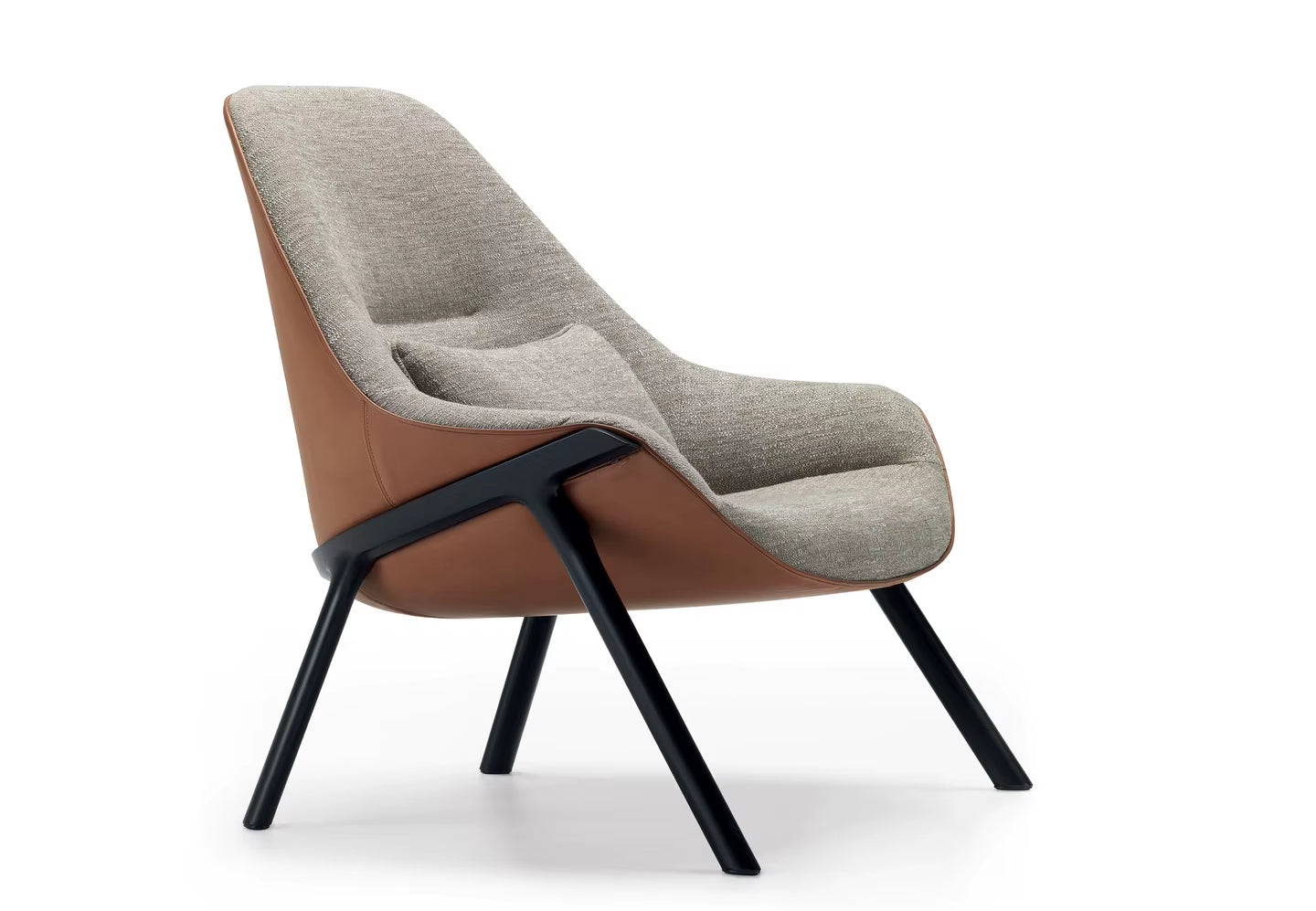 Mid-Century Modern Nordic Upholstered Armchair Recliner - Single Sofa Accent Lounge Chair with Wooden Frame
