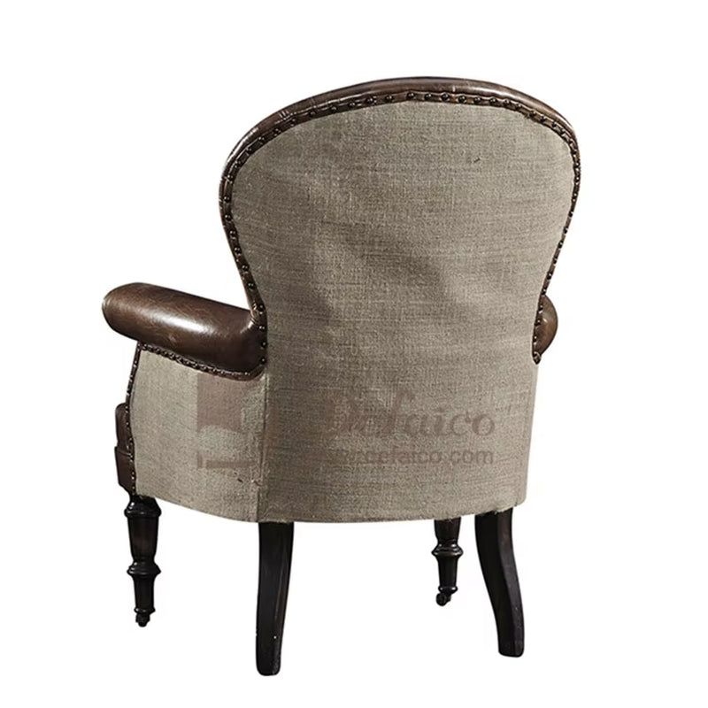 Antique Furniture Leisure Vintage Armchair Leather Single Seater Leather Sofa Chair with Wheels