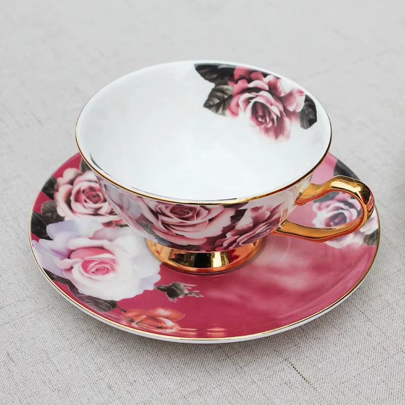 4 Pcs Dinner Set Wholesale Flower Decal Tableware Bone China Dinner Set for Wedding