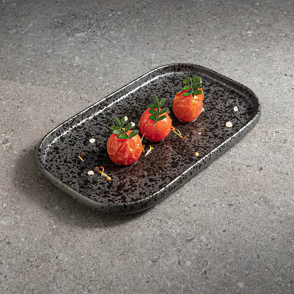2025 Matte Black Porcelain Assiettes Dinnerware Japanese Speckle Plates Set Dishes for Restaurant Hotel Bowl Ceramic Tableware