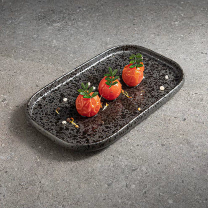 2025 Matte Black Porcelain Assiettes Dinnerware Japanese Speckle Plates Set Dishes for Restaurant Hotel Bowl Ceramic Tableware