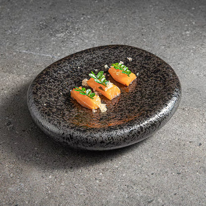 2025 Matte Black Porcelain Assiettes Dinnerware Japanese Speckle Plates Set Dishes for Restaurant Hotel Bowl Ceramic Tableware
