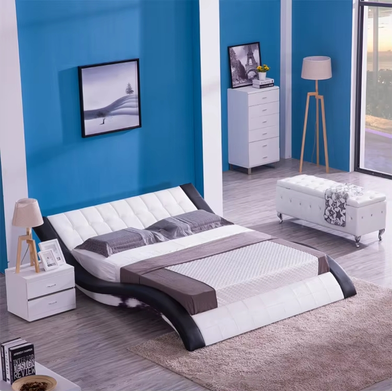LuxSmart Modern LED Leather King Bed – Bluetooth Music & USB Charging Bed Set for Luxury Bedrooms