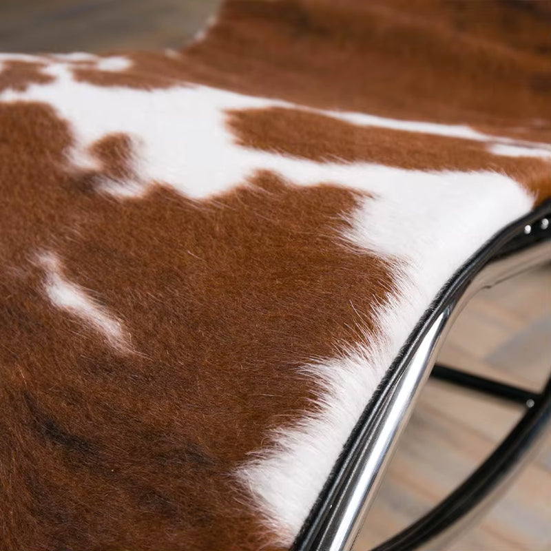 High-End Cow Leather Designer Customized Modern Rocking Lounge Sofa Chair for Bedroom Hotel Living Room