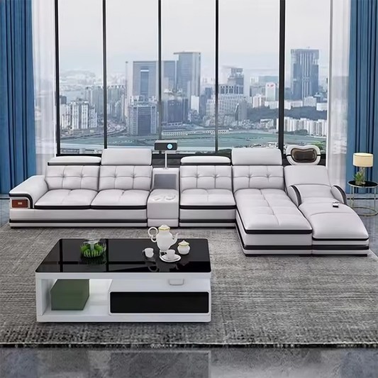 Modern Leather Electric Sofa Set – Recliner with Massage Chair & Integrated Speakers