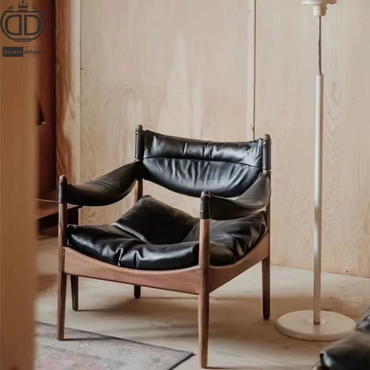 Contemporary Black Luxury Leather Modern Armchair - In Stock at Factory Outlet