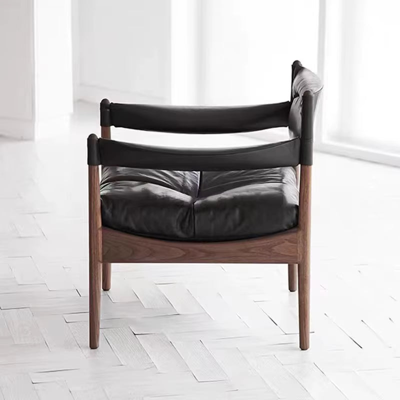 Contemporary Black Luxury Leather Modern Armchair - In Stock at Factory Outlet