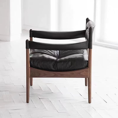 Contemporary Black Luxury Leather Modern Armchair - In Stock at Factory Outlet