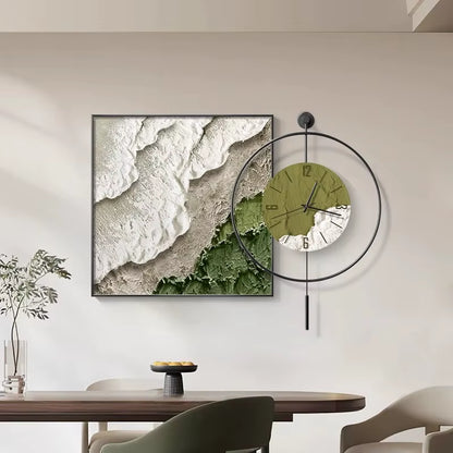 Modern Luxury Restaurant Decorative Painting Abstract Table Clock Hanging Painting Simple Living Room Mural Wall Clock