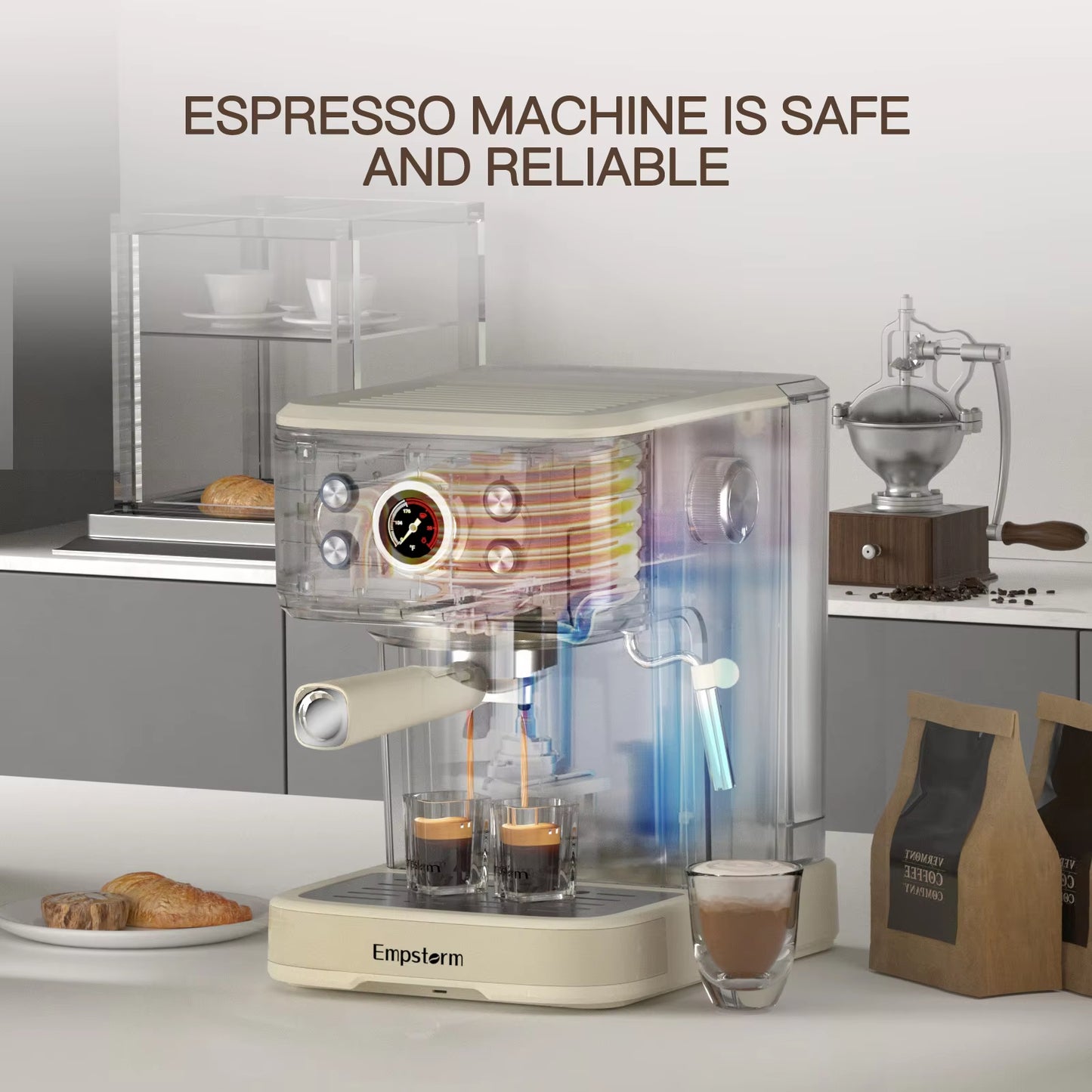 2024 New Product Professional Milk Frother Cappuccino Appliance Two in One Espresso Coffee Machine for Commercial Use