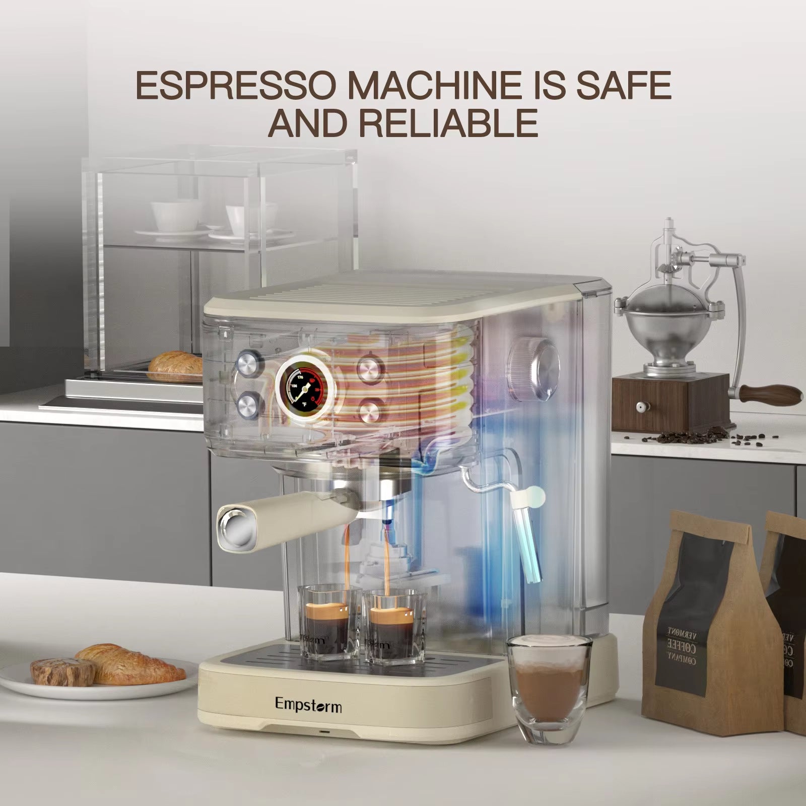 2024 New Product Professional Milk Frother Cappuccino Appliance Two in One Espresso Coffee Machine for Commercial Use
