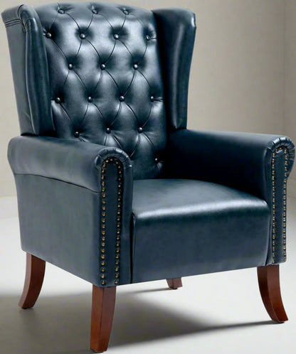 Contemporary PU Leather Accent Chair with Tufted Wingback Design for Living Room