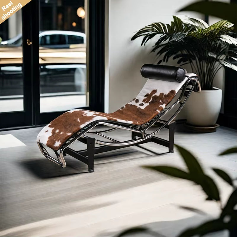 High-End Cow Leather Designer Customized Modern Rocking Lounge Sofa Chair for Bedroom Hotel Living Room