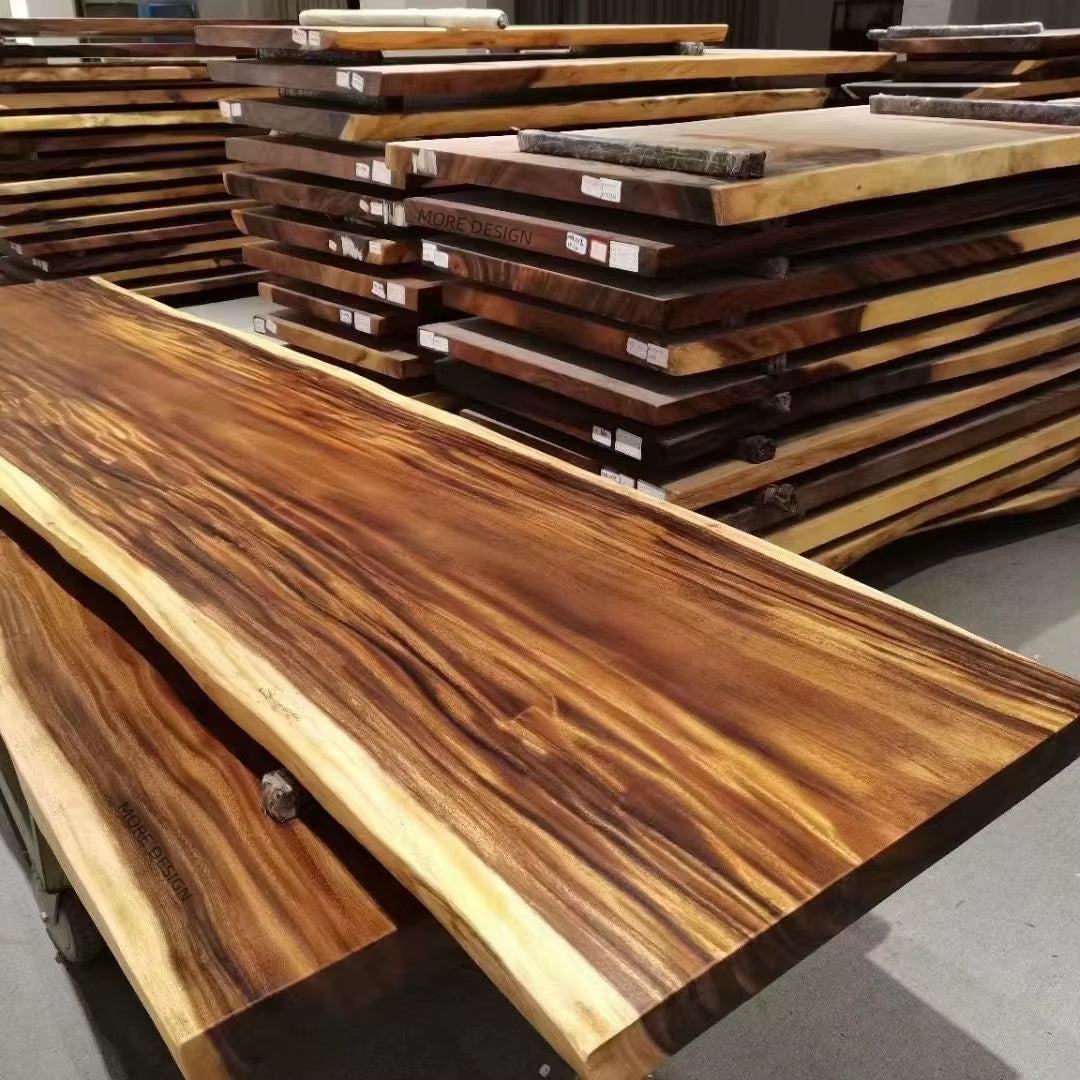 MORE DESIGN Kitchen Furniture Modern Factory Price Live Edge Slab Solid Walnut Wood Wooden Restaurant Dining Table