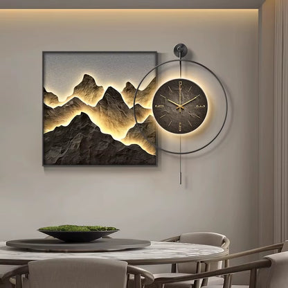 Modern Luxury Restaurant Decorative Painting Abstract Table Clock Hanging Painting Simple Living Room Mural Wall Clock