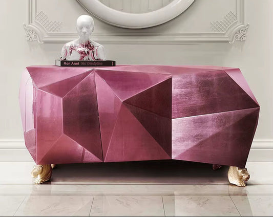 OEM Custom Diamond Pink Credenza Dining Room Furniture Sideboard Buffet Luxury Modern Design