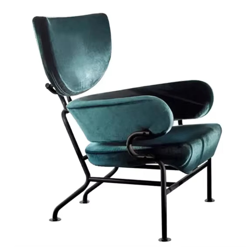 Contemporary Velvet Leather Upholstered Armchair with Stainless Steel Legs for Living Room and Bedroom