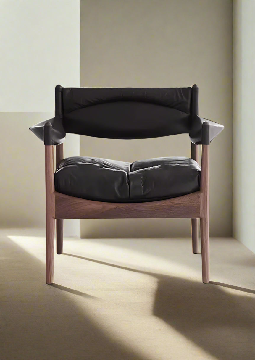 Contemporary Black Luxury Leather Modern Armchair - In Stock at Factory Outlet