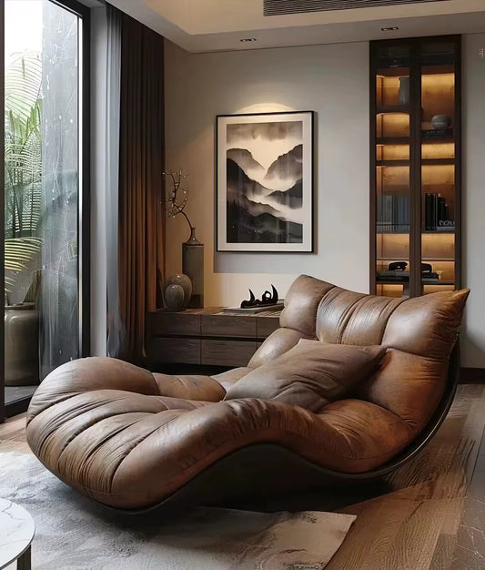 Contemporary Retro Single Reclining Chaise Lounge Sofa for Bedroom, Study, or Casual Living Room Use
