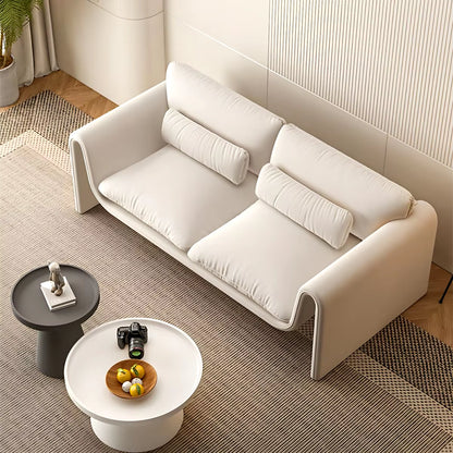 Contemporary Nordic Fabric Two-Seater Sofa in Cream with Wind Design for Small Spaces and Creative Environments