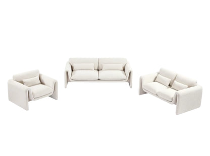 Contemporary Nordic Fabric Two-Seater Sofa in Cream with Wind Design for Small Spaces and Creative Environments