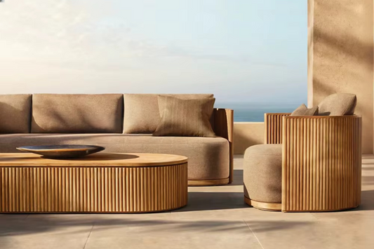 Defaico Haven | Teak Outdoor Patio Sofa Set – Modern Luxury for Garden, Courtyard & Terrace
