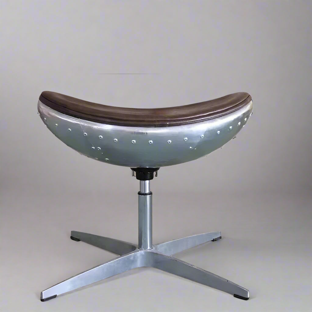Swivel Cowhide Leather Aviation Lounge Chair – Retro Egg Chair with Fiberglass Stand - Multi colors
