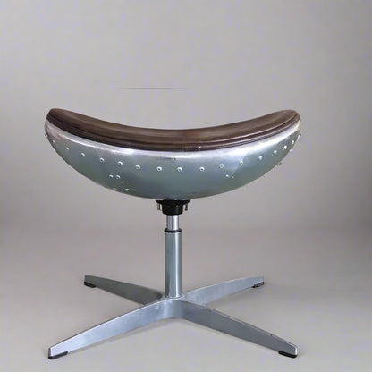 Swivel Cowhide Leather Aviation Lounge Chair – Retro Egg Chair with Fiberglass Stand - Multi colors
