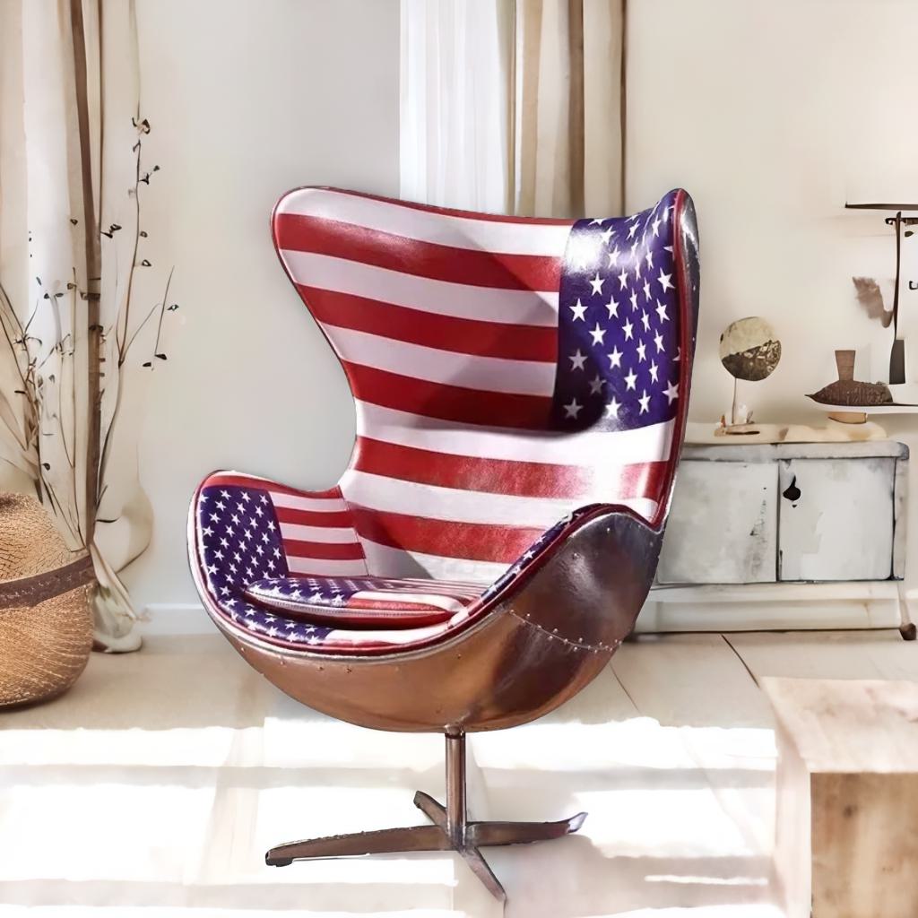 Swivel Cowhide Leather Aviation Lounge Chair – Retro Egg Chair with Fiberglass Stand - Multi colors