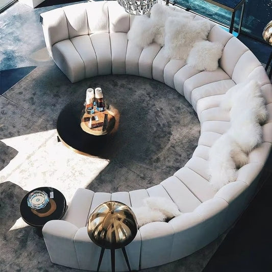 Elysian Curve | High-End Modular Leather Sectional Sofa – Luxury Villa Living