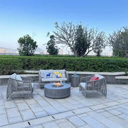 EternaFlame | Luxury Glass Fiber Concrete Fire Pit Table – Outdoor Elegance & Warmth