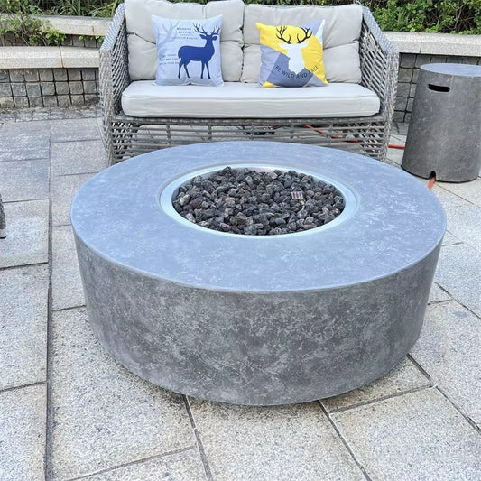 EternaFlame | Luxury Glass Fiber Concrete Fire Pit Table – Outdoor Elegance & Warmth