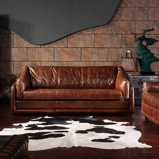 Regal Chesterfield | Genuine Brazilian Top-Grain Leather Sofa – Classic 3+2+1 Seater Elegance